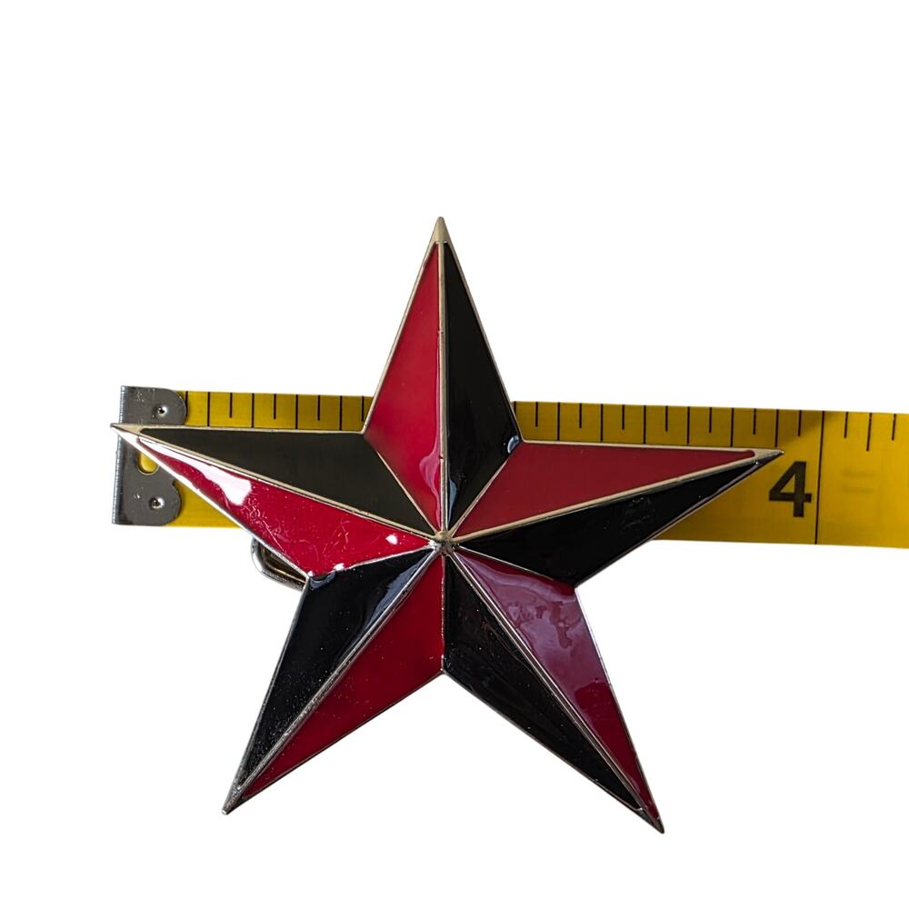 5 Point Star Red & Black belt Buckle - Picture 3 of 3
